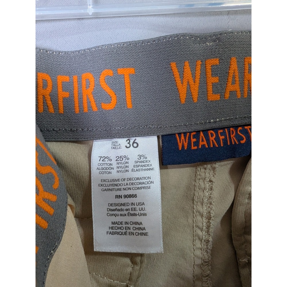 Wearfirst Cargo Shorts Mens 36 Khaki Stretch Cotton Nylon Utility Pockets - Picture 2 of 7